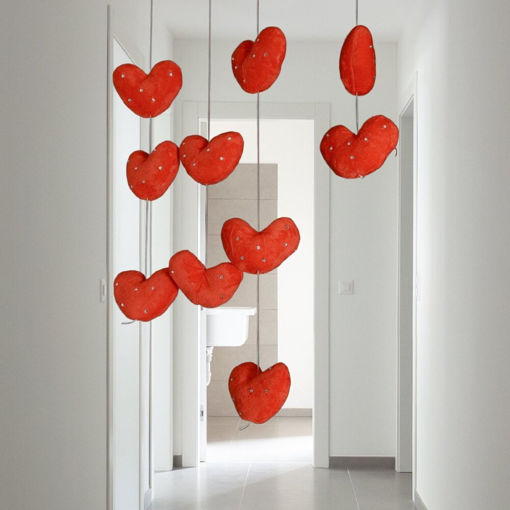 Mobile Hanging Hearts, Diamond Rhinestones,